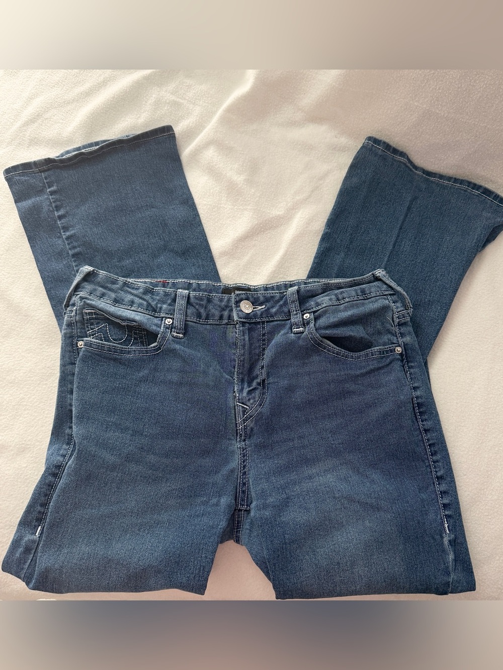 True Religion Y2K blue low rise flare Jeans in Dark Blue